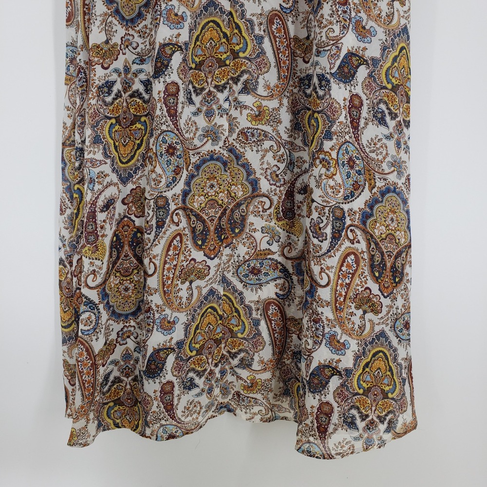 Signature Studio Paisley Boho Maxi Dress Sz Small Peasant Flutter Sleeve Brown - Picture 9 of 10